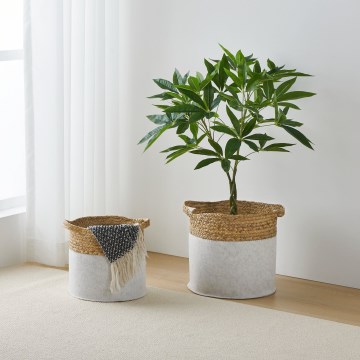 Eglo 426584 - Sæt 2 stk. dekorative kurve NANAE 30x31 cm hvid/beige