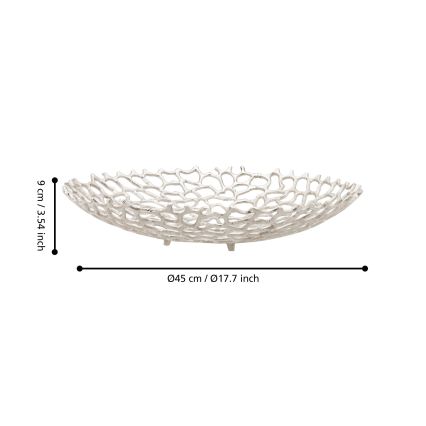Eglo 427488 - Dekorativ skål KIMITSU Ø 45 cm, sølv