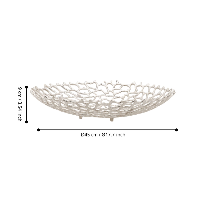Eglo 427488 - Dekorativ skål KIMITSU Ø 45 cm, sølv