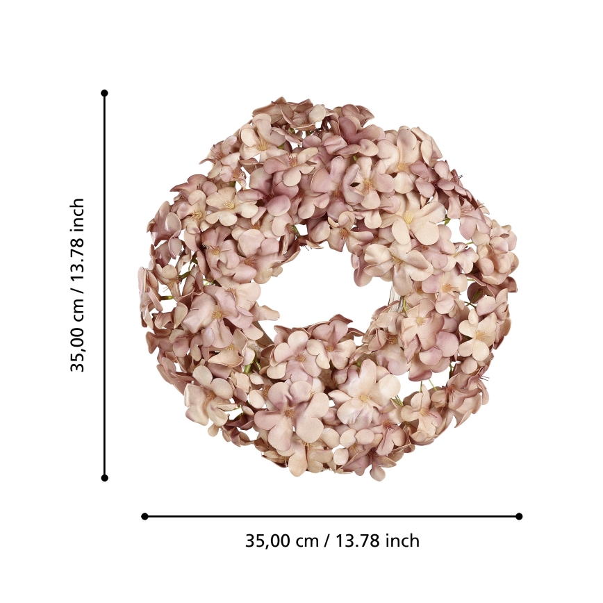 Eglo - Kunstig blomsterkrans diameter 35 cm lyserød