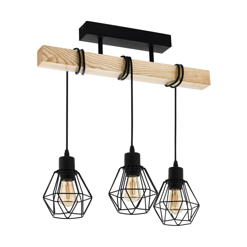 Eglo - Loftlampe TOWNSHEND 3xE27/60W/230V fyrretræ