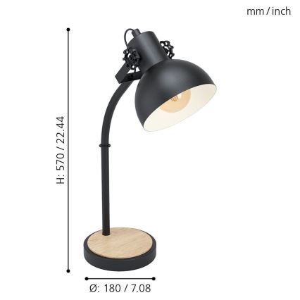 Eglo 43165 - Bordlampe LUBENHAM 1xE27/28W/230V