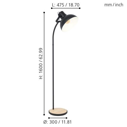 Eglo - Gulvlampe 1xE27/28W/230V