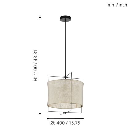 Eglo - Lysekrone i en snor 1xE27/60W/230V diameter 400mm