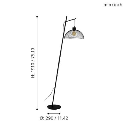 Eglo - Gulvlampe 1xE27 / 60W / 230V