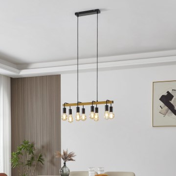 Eglo 43316 - Lysekrone på kabel ERRIBERA 8xE27/40W/230V eg/sort