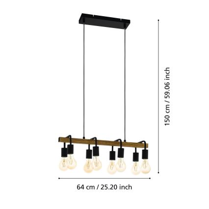Eglo 43316 - Lysekrone på kabel ERRIBERA 8xE27/40W/230V eg/sort