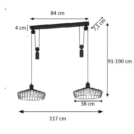 Eglo 43438 - WINKWORTH pendel på kabel 2xE27/40W/230V