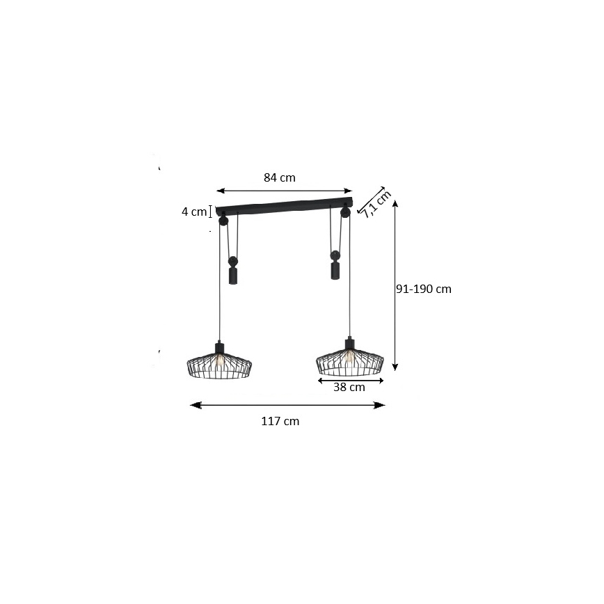 Eglo 43438 - WINKWORTH pendel på kabel 2xE27/40W/230V