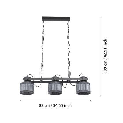 Eglo - Pendel m. kædeophæng 3xE27/28W/230V
