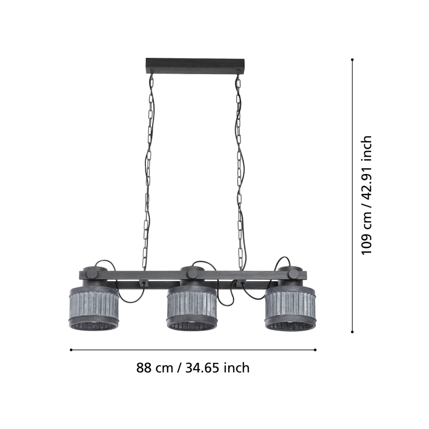 Eglo - Pendel m. kædeophæng 3xE27/28W/230V