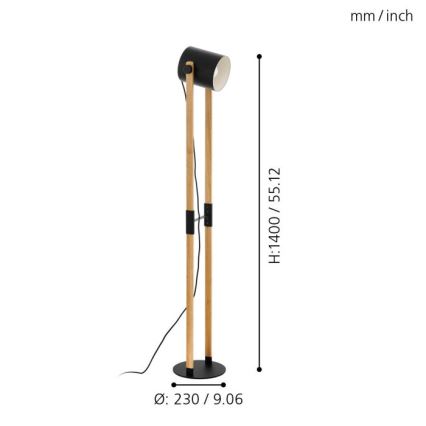 Eglo - Gulvlampe 1xE27/28W/230V - FSC certificeret