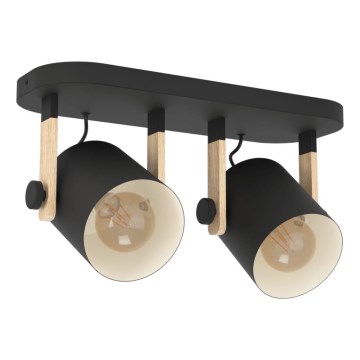 Eglo 43557 - Spotlampe HORNWOOD 2xE27/28W/230V sort