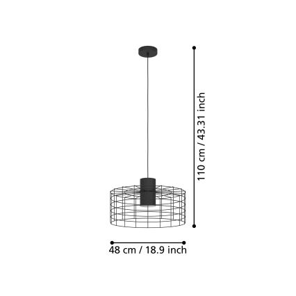 Eglo - Pendel 1xE27/40W/230V diam. 48 cm sort