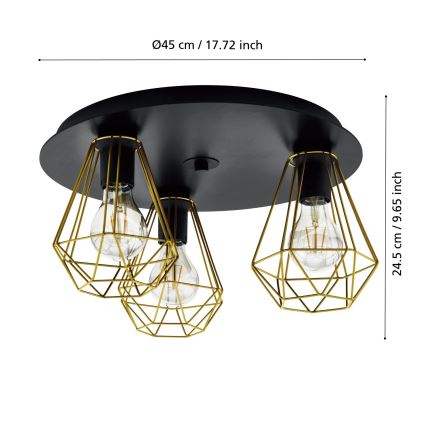 Eglo - Loftlampe 3xE27/40W/230V