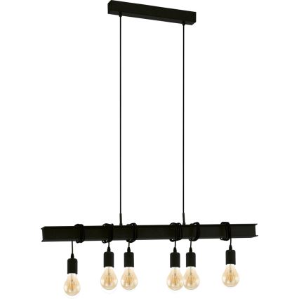 Eglo 43712 - Pendel TOWNSHEND 6xE27/60W/230V sort