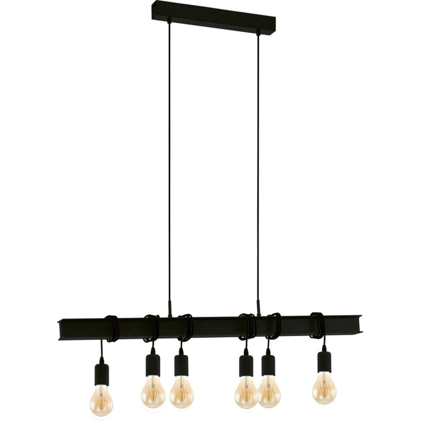 Eglo 43712 - Pendel TOWNSHEND 6xE27/60W/230V sort