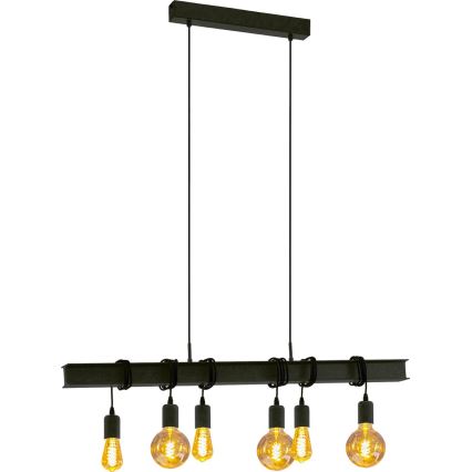 Eglo 43712 - Pendel TOWNSHEND 6xE27/60W/230V sort