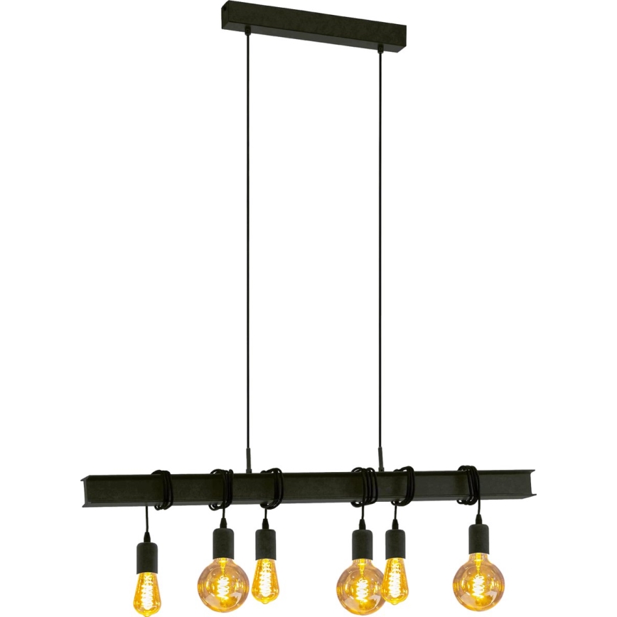 Eglo 43712 - Pendel TOWNSHEND 6xE27/60W/230V sort