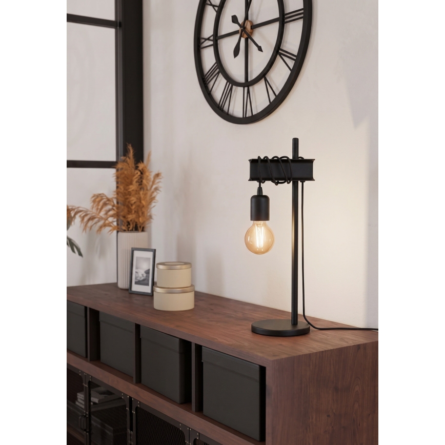 Eglo 43714 - Bordlampe TOWNSHEND 1xE27/10W/230V sort