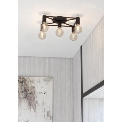 Eglo - Loftlampe 5xE27/40W/230V sort