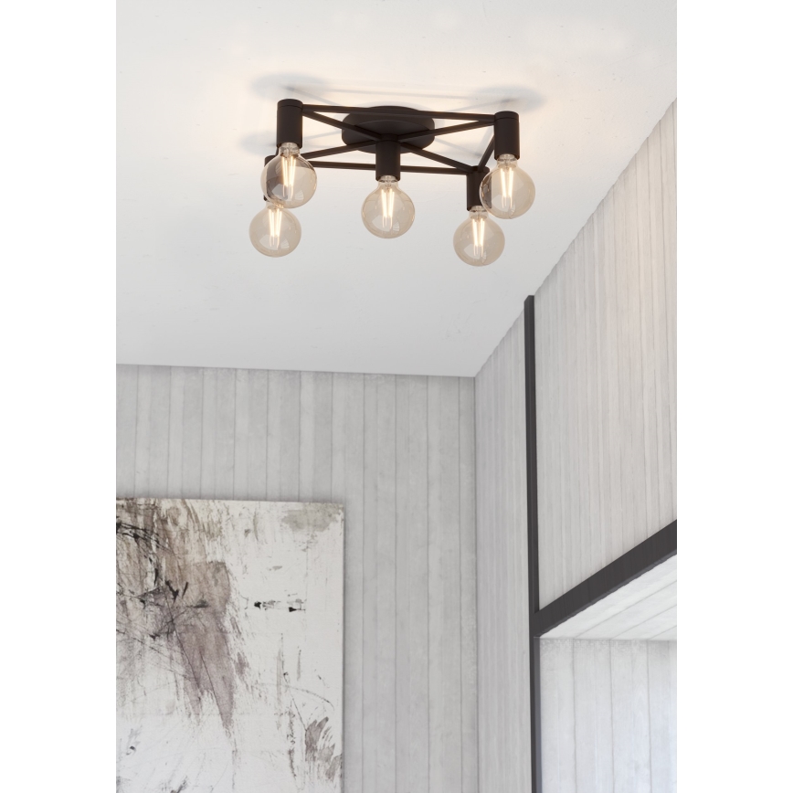 Eglo - Loftlampe 5xE27/40W/230V sort