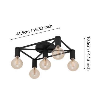 Eglo - Loftlampe 5xE27/40W/230V sort