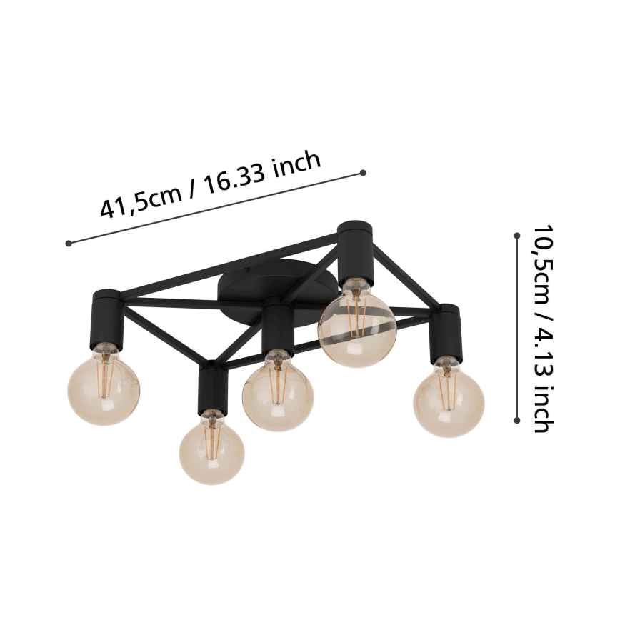 Eglo - Loftlampe 5xE27/40W/230V sort