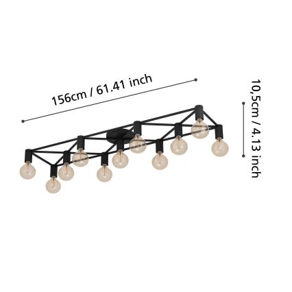 Eglo - Loftlampe 11xE27/40W/230V sort