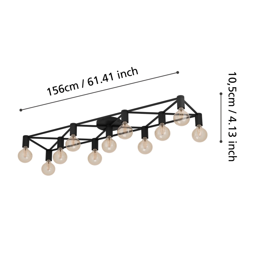 Eglo - Loftlampe 11xE27/40W/230V sort