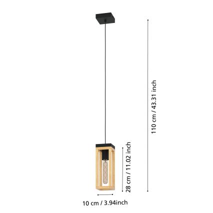 Eglo - Loftlampe på ledning 1xE27/40W/230V