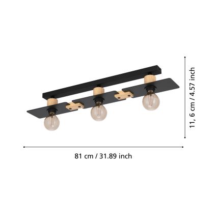 Eglo - Loftlampe 3xE27/40W/230V