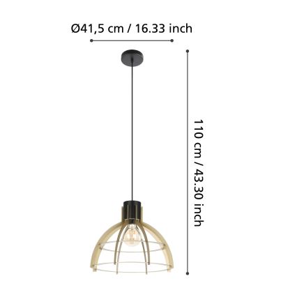 Eglo - Pendel 1xE27/40W/230V guldfarvet