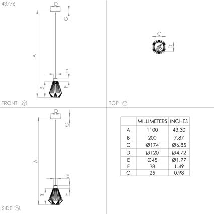 Eglo - Loftlampe på ledning 1xE27/40W/230V