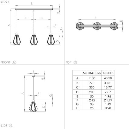 Eglo - Loftlampe med ledning 3xE27/40W/230V
