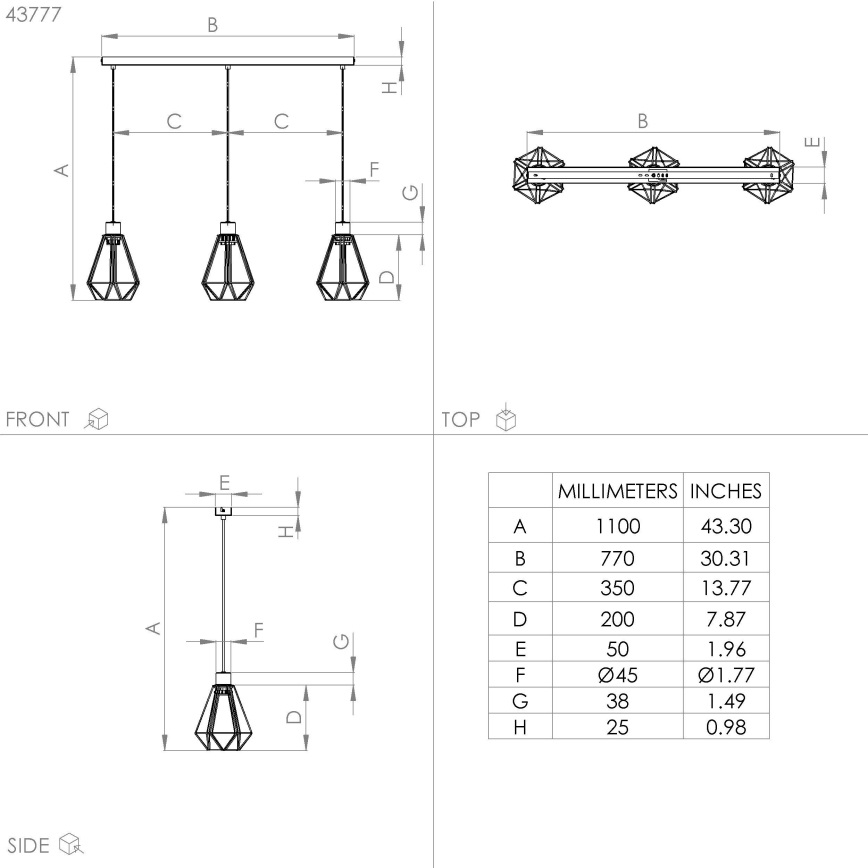 Eglo - Loftlampe med ledning 3xE27/40W/230V