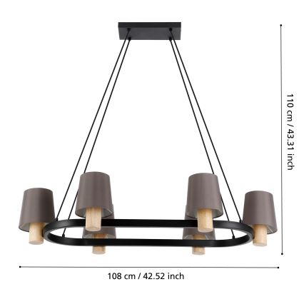 Eglo - Loftlampe med wire 6xE27/40W/230V