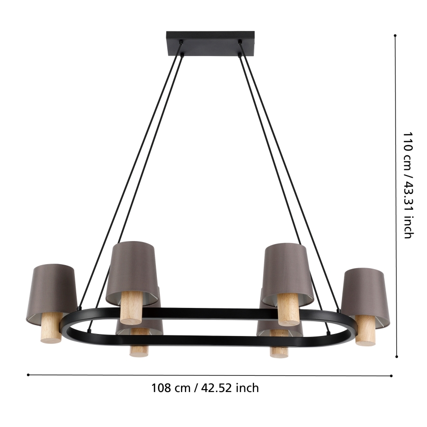 Eglo - Loftlampe med wire 6xE27/40W/230V