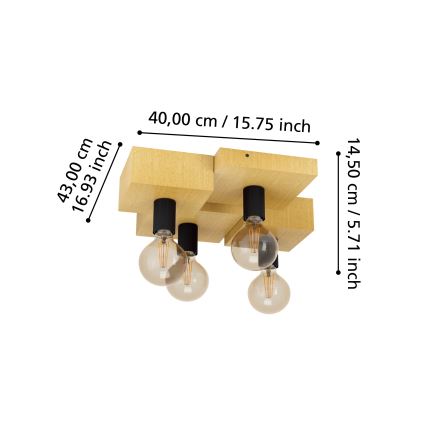 Eglo - Loftlampe 4xE27/40W/230V