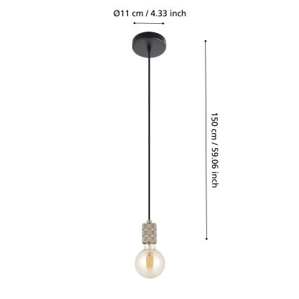 Eglo - Loftlampe på ledning 1xE27/40W/230V krom
