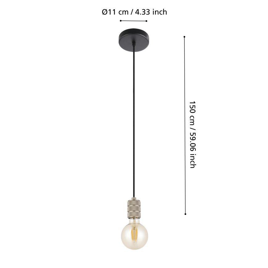 Eglo - Loftlampe på ledning 1xE27/40W/230V krom