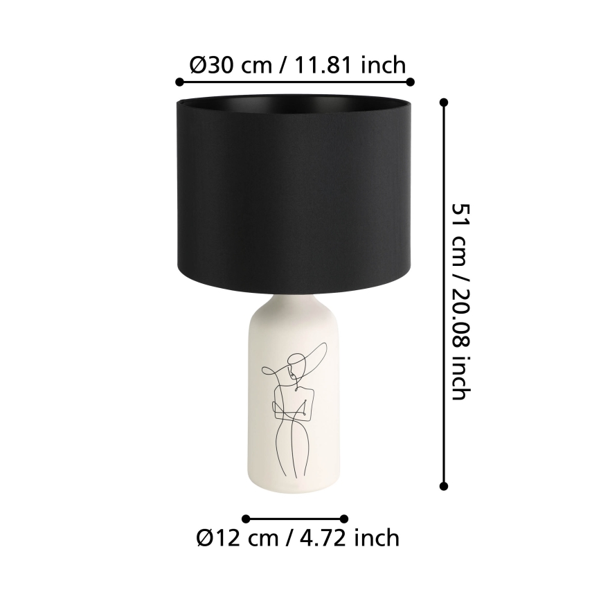 Eglo - Bordlampe 1xE27/40W/230V sort/hvid