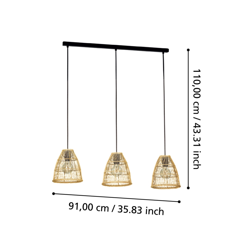 Eglo - Loftlampe med ledning 3xE27/40W/230V