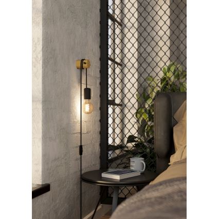 Eglo - Væglampe 1xE27/13W/230V sort/beige