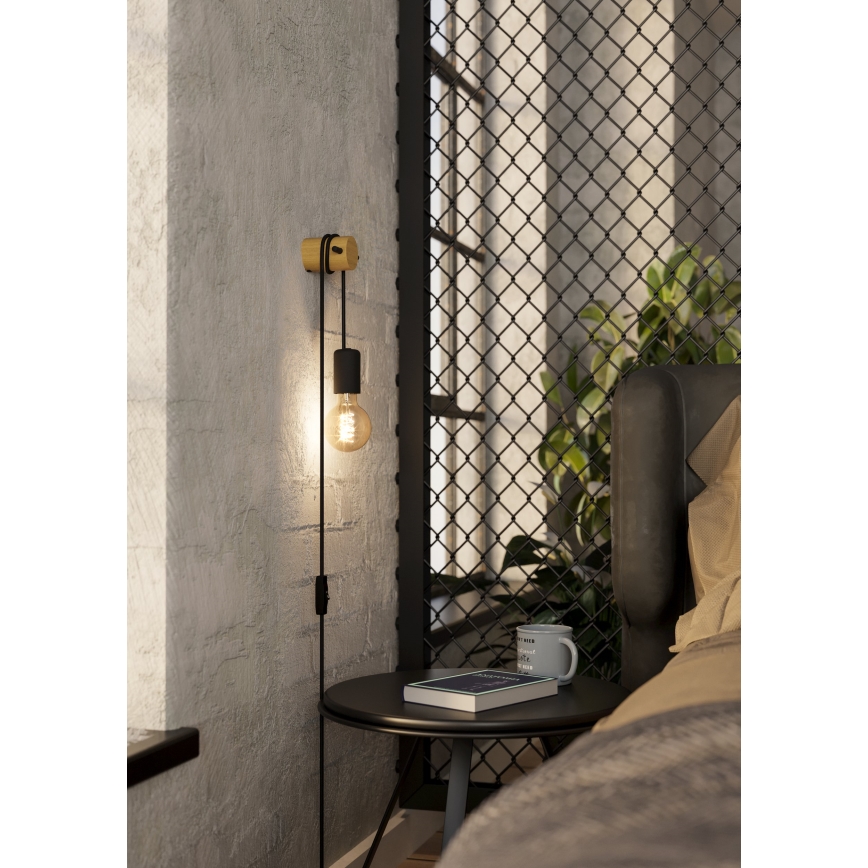 Eglo - Væglampe 1xE27/13W/230V sort/beige