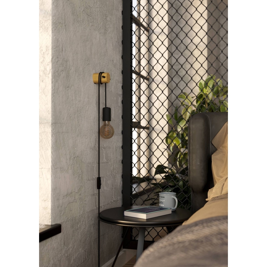 Eglo - Væglampe 1xE27/13W/230V sort/beige