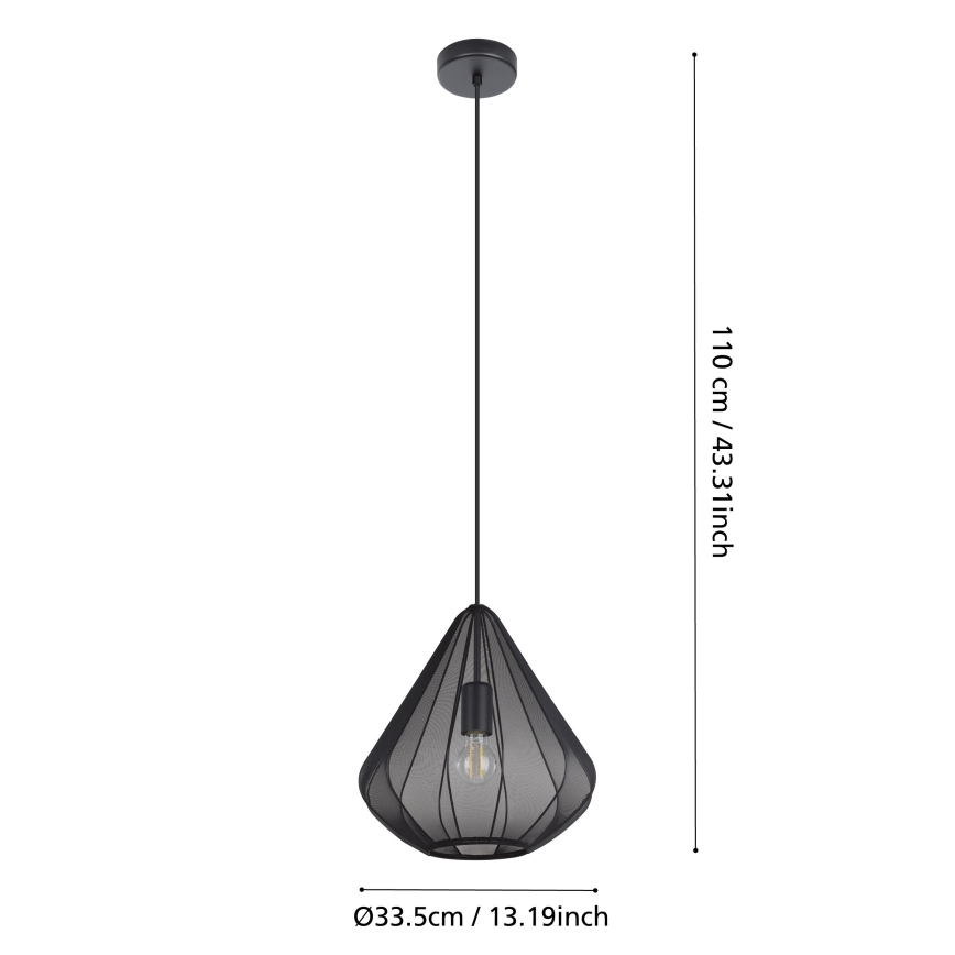 Eglo - Pendel 1xE27/40W/230V diameter 33,5 cm sort