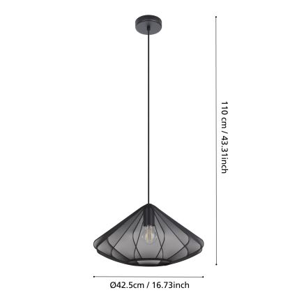 Eglo - Pendel 1xE27/40W/230V diameter 42,5 cm sort