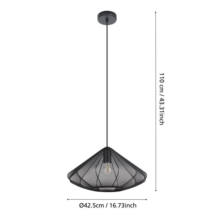 Eglo - Pendel 1xE27/40W/230V diameter 42,5 cm sort