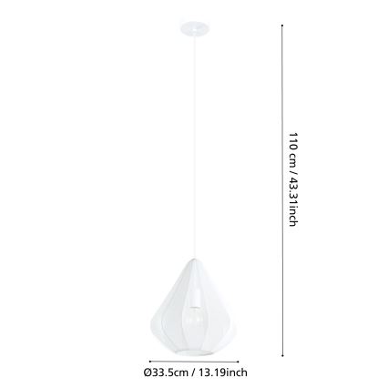 Eglo - Pendel 1xE27/40W/230V diameter 33,5 cm hvid